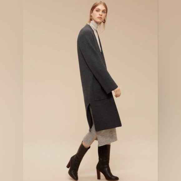 Wilfred Vartan 100% Wool Long Open Front Cardigan XS Light Grey - Picture 13 of 13